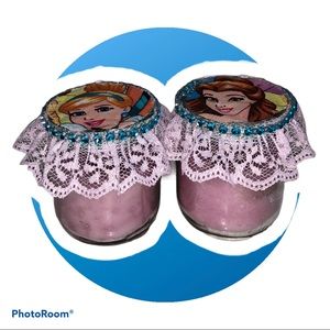 2 Baby Jars Candles Disney Princesses